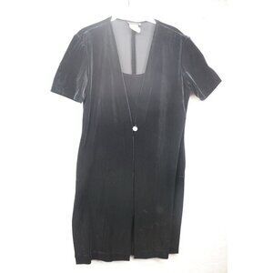 Rhapsody Vintage Black Velvet Dress w/Bling-Size 10/Petite-Whimsigoth-Goth